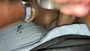Husband record young black bull cum in his wife moutb
